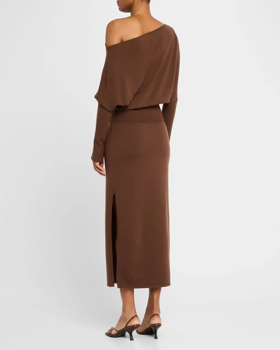 Simkhai Janese One-Shoulder Wool-Blend Midi Dress | Thumbnail 3 Simkhai Janese One-Shoulder Wool-Blend Midi Dress | Thumbnail 3