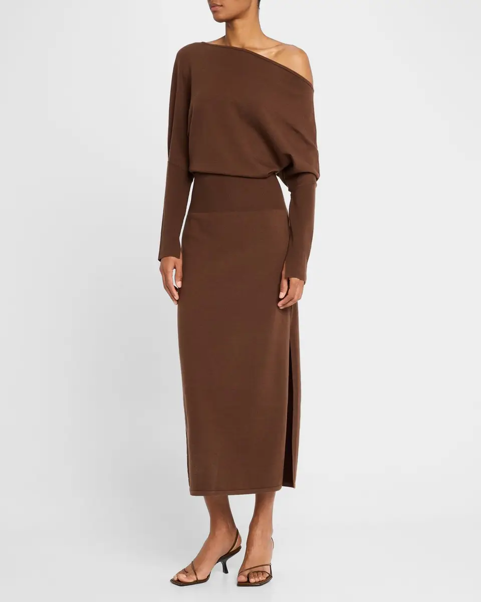 Simkhai Janese One-Shoulder Wool-Blend Midi Dress | Thumbnail 4 Simkhai Janese One-Shoulder Wool-Blend Midi Dress | Thumbnail 4