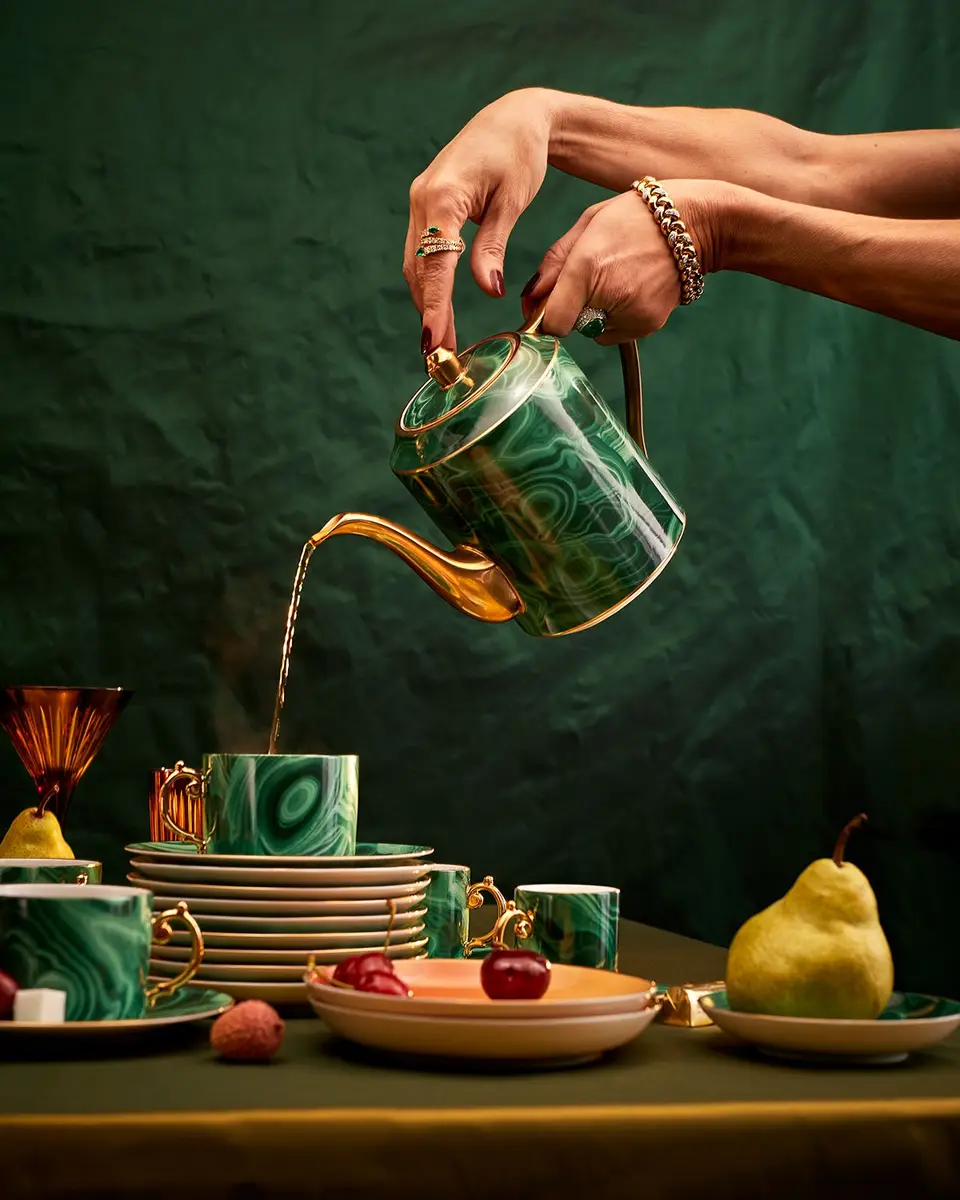 L'Objet Malachite Espresso Cup & Saucer | Thumbnail 3 L'Objet Malachite Espresso Cup & Saucer | Thumbnail 3