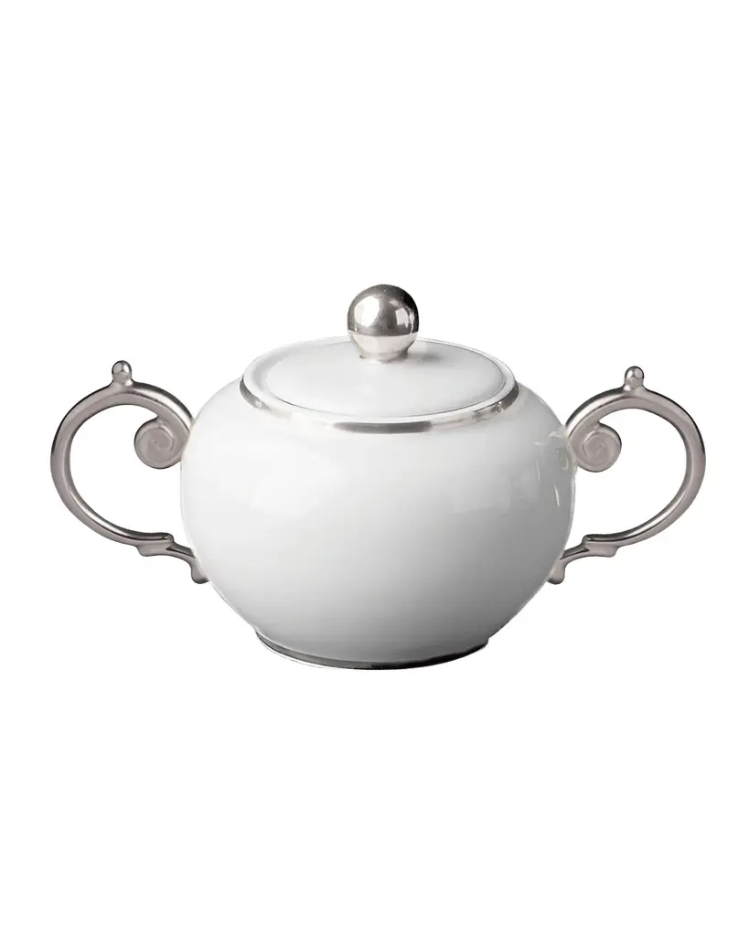L'Objet Aegean Platinum-Trim Sugar Bowl, 11 oz. | Image 1 L'Objet Aegean Platinum-Trim Sugar Bowl, 11 oz. | Image 1