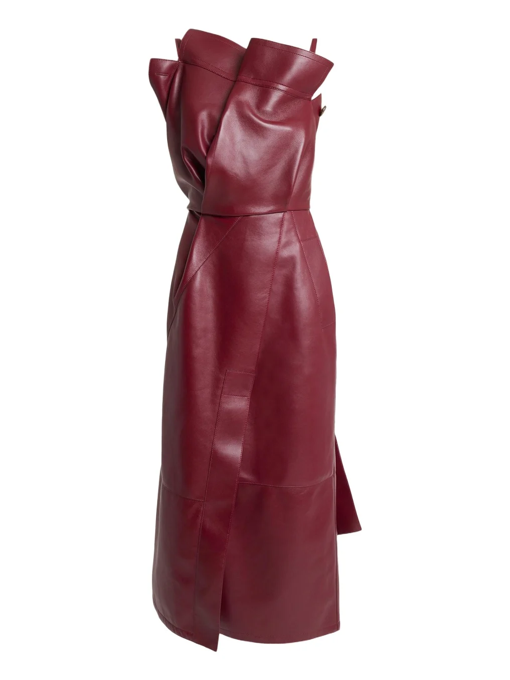 Asymmetric Ruffle Leather Midi Dress Asymmetric Ruffle Leather Midi Dress