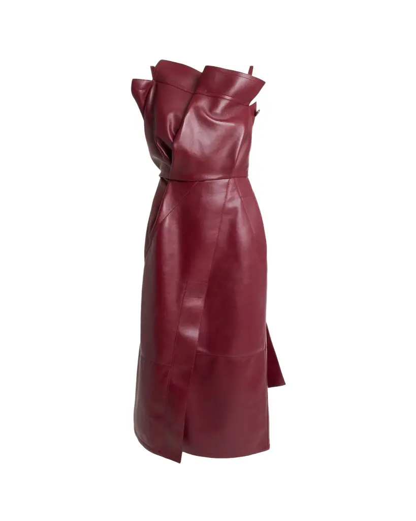 Givenchy Asymmetric Ruffle Leather Midi Dress | Image 1 Givenchy Asymmetric Ruffle Leather Midi Dress | Image 1