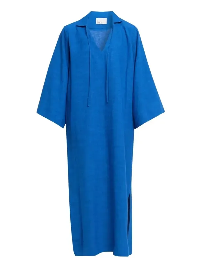 Linen-Blend Tunic Caftan Coverup