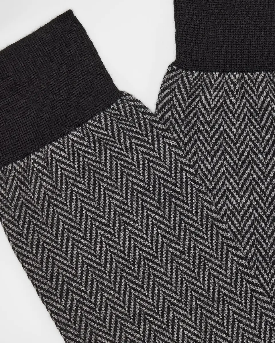 Brioni Men's Wool Herringbone Jacquard Mid-Calf Socks | Thumbnail 2 Brioni Men's Wool Herringbone Jacquard Mid-Calf Socks | Thumbnail 2