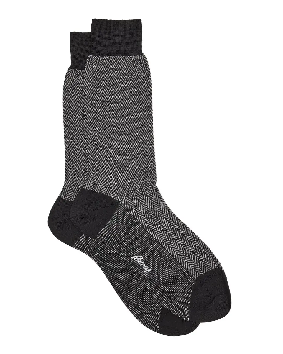 Brioni Men's Wool Herringbone Jacquard Mid-Calf Socks | Thumbnail 3 Brioni Men's Wool Herringbone Jacquard Mid-Calf Socks | Thumbnail 3