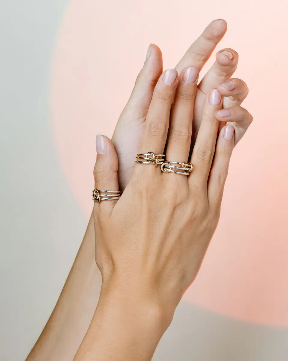 Spinelli Kilcollin Raneth SG Three Link Ring in Sterling Silver with 18K Yellow Gold Accents | Thumbnail 2 Spinelli Kilcollin Raneth SG Three Link Ring in Sterling Silver with 18K Yellow Gold Accents | Thumbnail 2