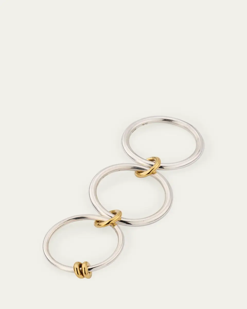 Spinelli Kilcollin Raneth SG Three Link Ring in Sterling Silver with 18K Yellow Gold Accents | Thumbnail 4 Spinelli Kilcollin Raneth SG Three Link Ring in Sterling Silver with 18K Yellow Gold Accents | Thumbnail 4