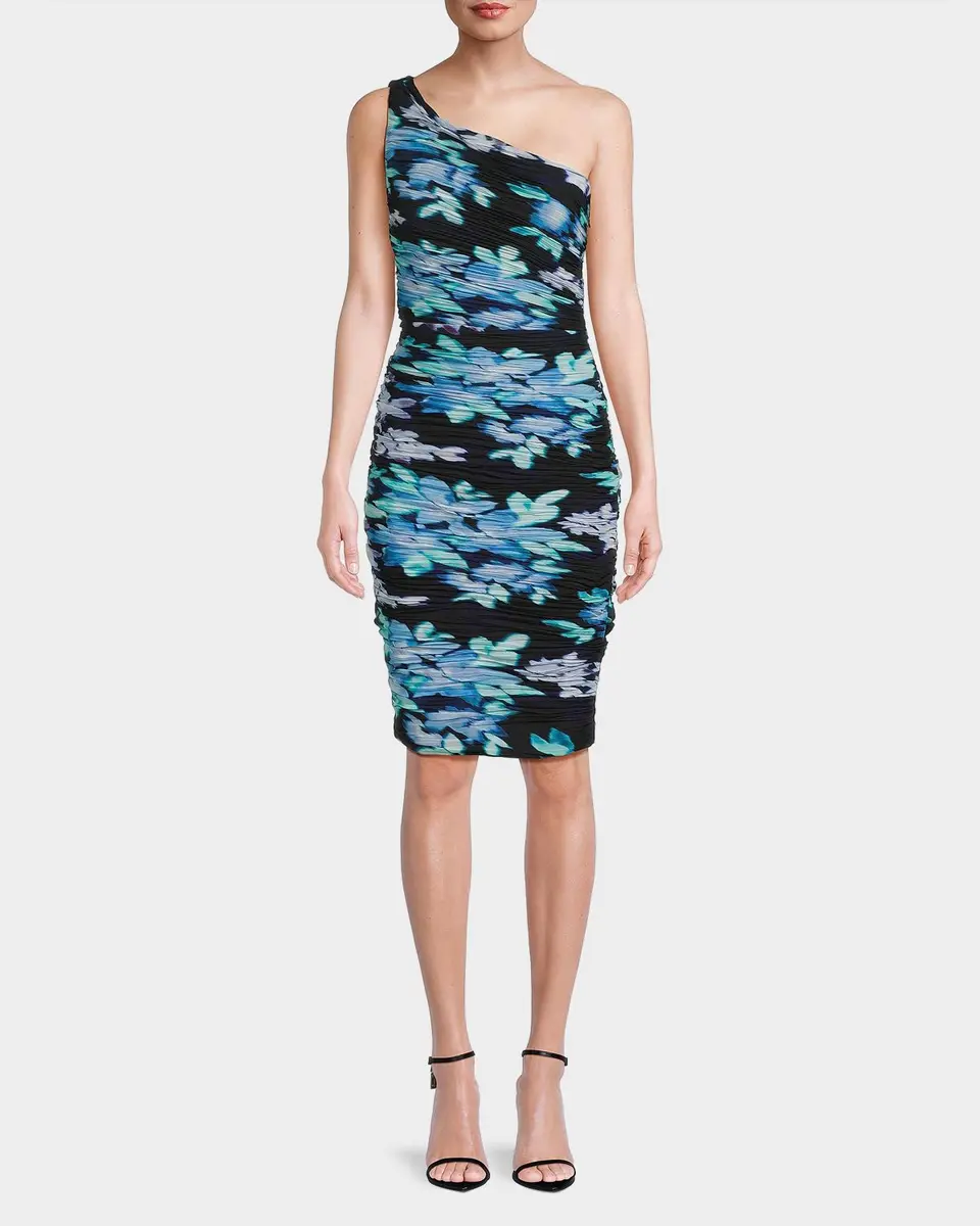 Ungaro Rosemary Floral Ruched One-Shoulder Midi Dress | Thumbnail 4