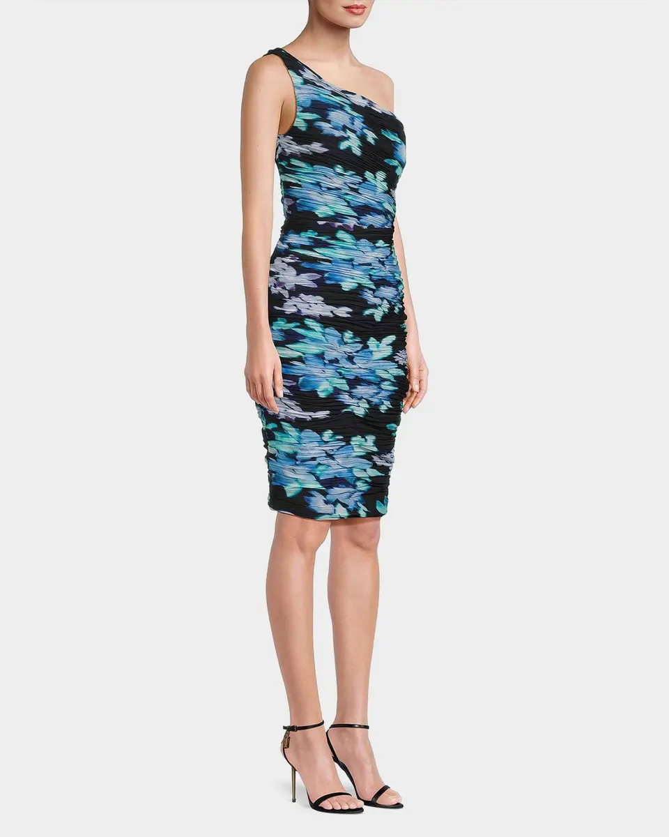 Ungaro Rosemary Floral Ruched One-Shoulder Midi Dress | Thumbnail 6