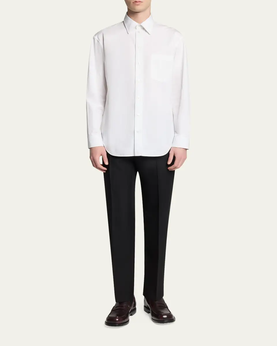 Balenciaga Men's Cotton Poplin Point-Collar Sport Shirt | Thumbnail 2