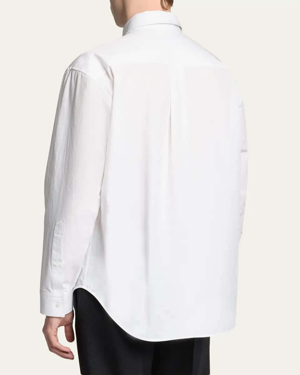 Balenciaga Men's Cotton Poplin Point-Collar Sport Shirt | Thumbnail 3