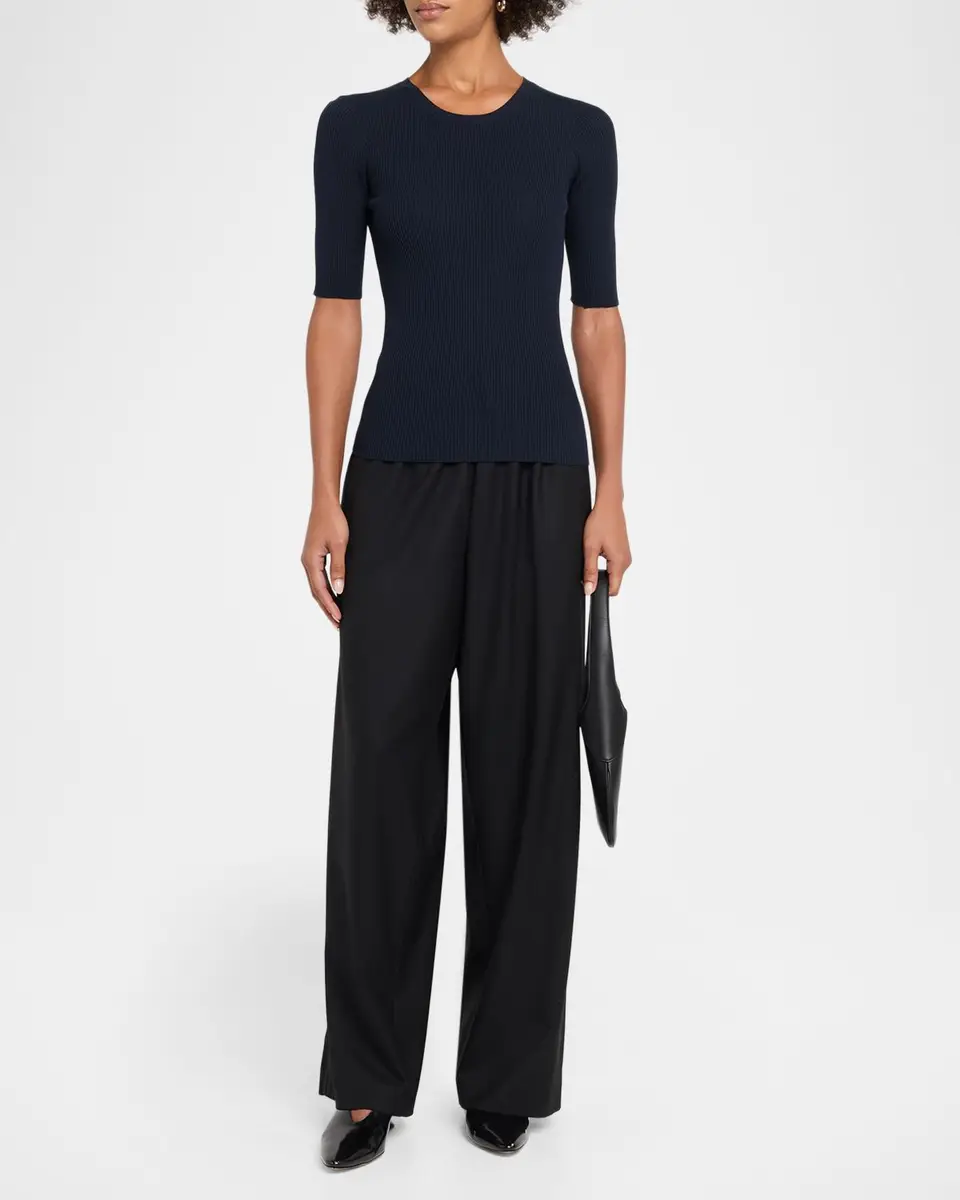 Oh My Goat Viscose Rib Knit Crewneck Sweater | Thumbnail 2 Oh My Goat Viscose Rib Knit Crewneck Sweater | Thumbnail 2