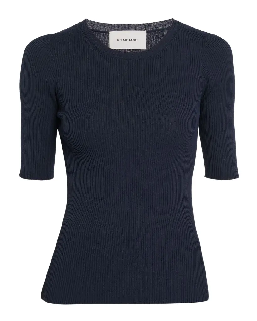 Oh My Goat Viscose Rib Knit Crewneck Sweater | Image 1 Oh My Goat Viscose Rib Knit Crewneck Sweater | Image 1