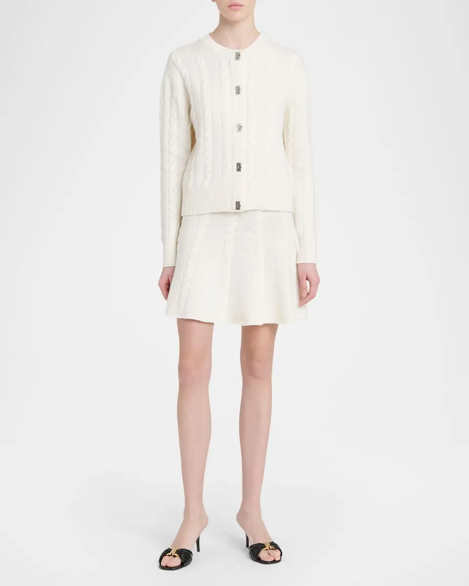 Ferragamo Wool-Cashmere Cable Knit Gancio Cardigan | Thumbnail 2 Ferragamo Wool-Cashmere Cable Knit Gancio Cardigan | Thumbnail 2