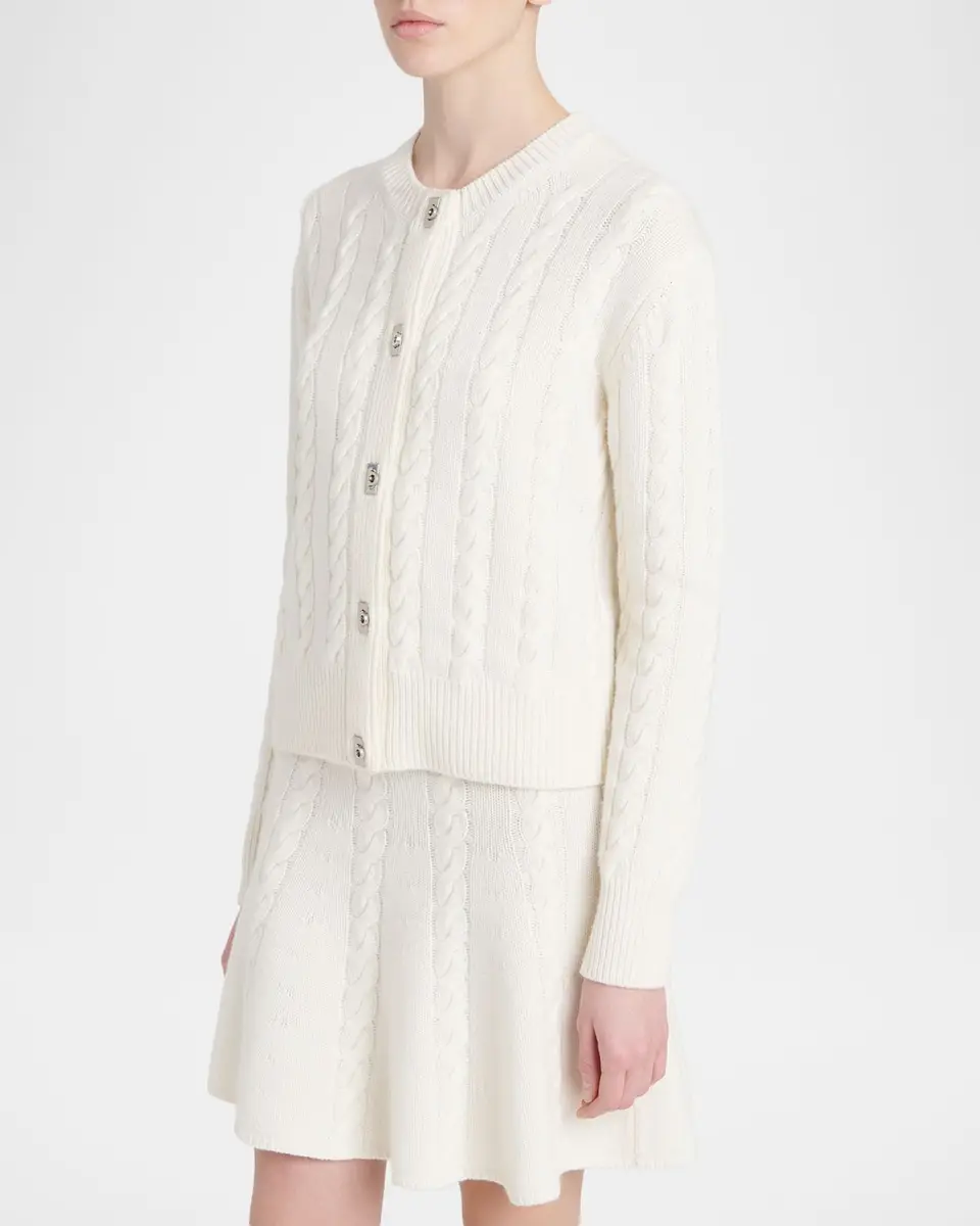 Ferragamo Wool-Cashmere Cable Knit Gancio Cardigan | Thumbnail 4 Ferragamo Wool-Cashmere Cable Knit Gancio Cardigan | Thumbnail 4