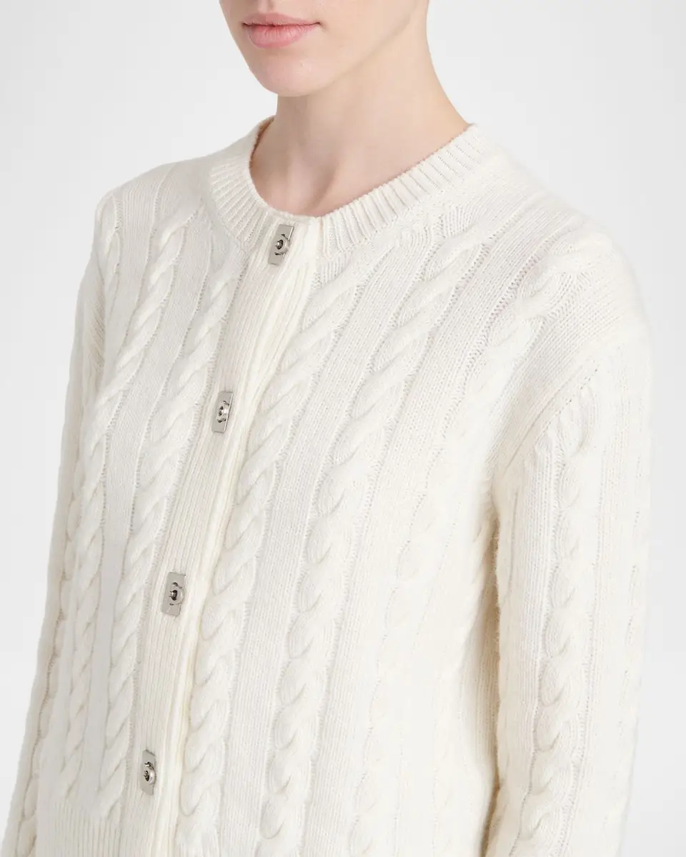 Ferragamo Wool-Cashmere Cable Knit Gancio Cardigan | Thumbnail 5 Ferragamo Wool-Cashmere Cable Knit Gancio Cardigan | Thumbnail 5