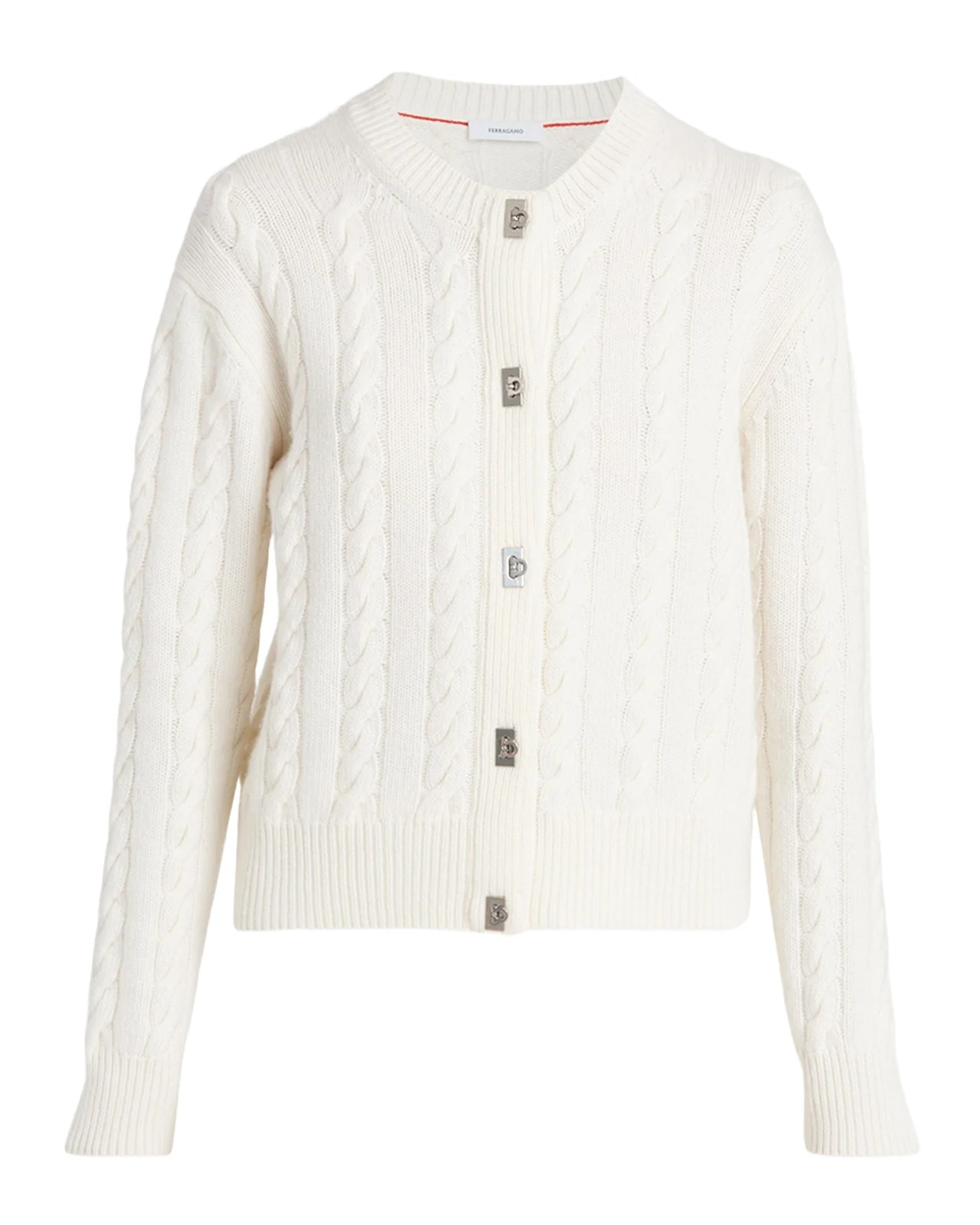 Wool-Cashmere Cable Knit Gancio Cardigan Wool-Cashmere Cable Knit Gancio Cardigan