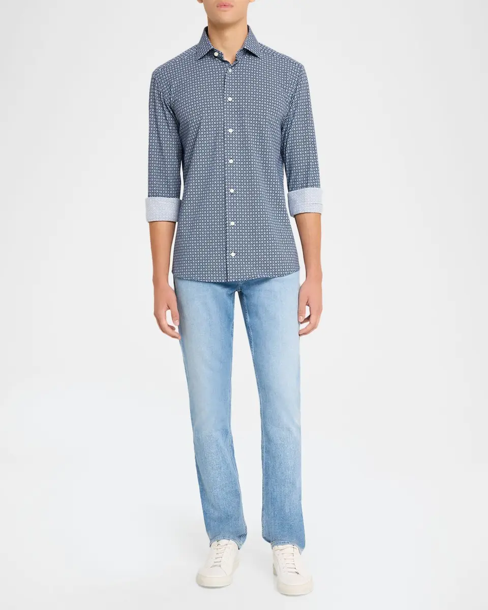 Eton Men's Stretch Jersey Geometric Sport Shirt | Thumbnail 2 Eton Men's Stretch Jersey Geometric Sport Shirt | Thumbnail 2