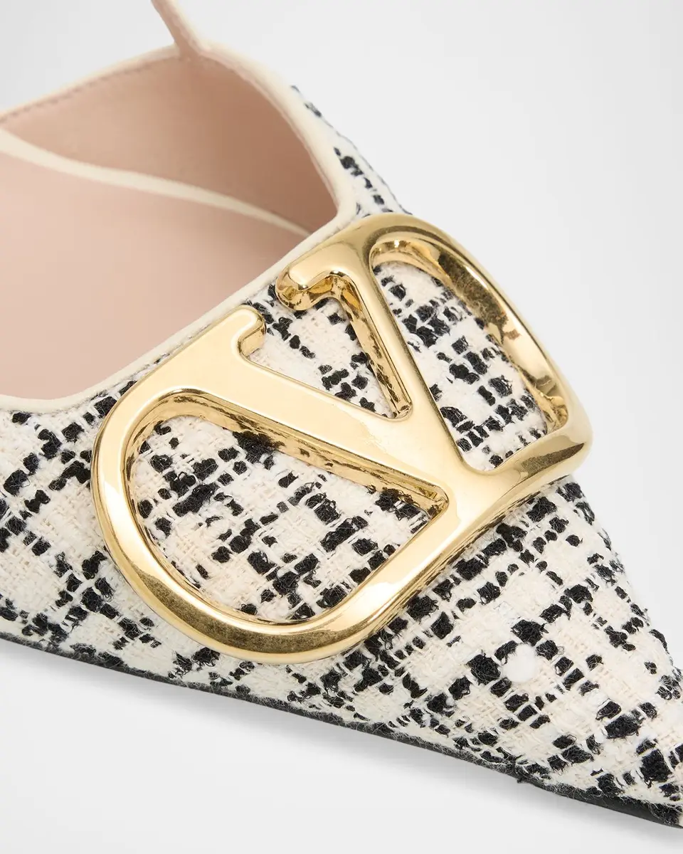 Valentino Garavani 80mm VLogo Signature Tweed Slingback Pumps | Thumbnail 5 Valentino Garavani 80mm VLogo Signature Tweed Slingback Pumps | Thumbnail 5