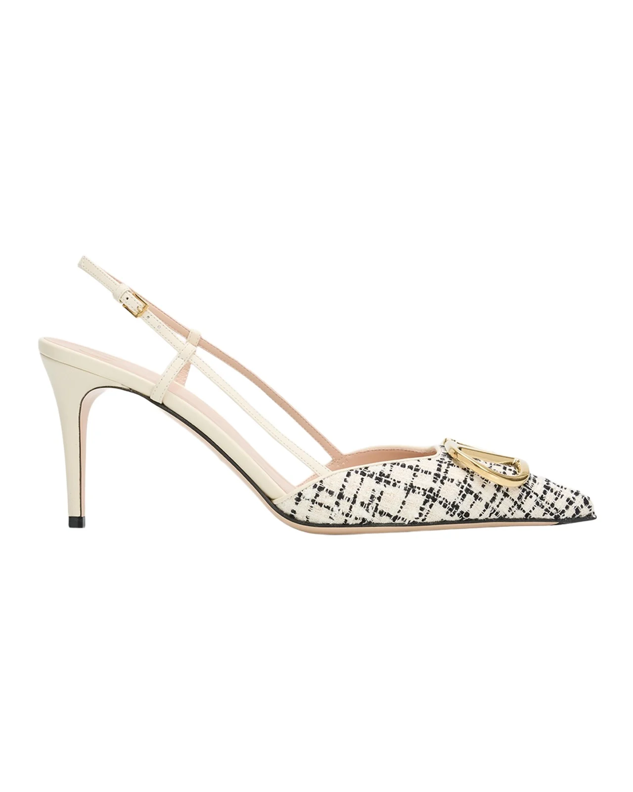 Valentino Garavani 80mm VLogo Signature Tweed Slingback Pumps