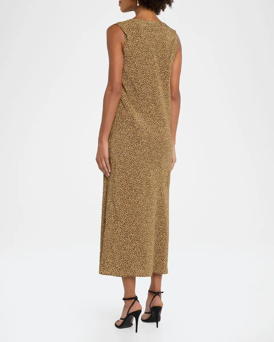 Valentino Garavani Sleeveless Leopard-Print Silk Draped Midi Dress | Thumbnail 3 Valentino Garavani Sleeveless Leopard-Print Silk Draped Midi Dress | Thumbnail 3