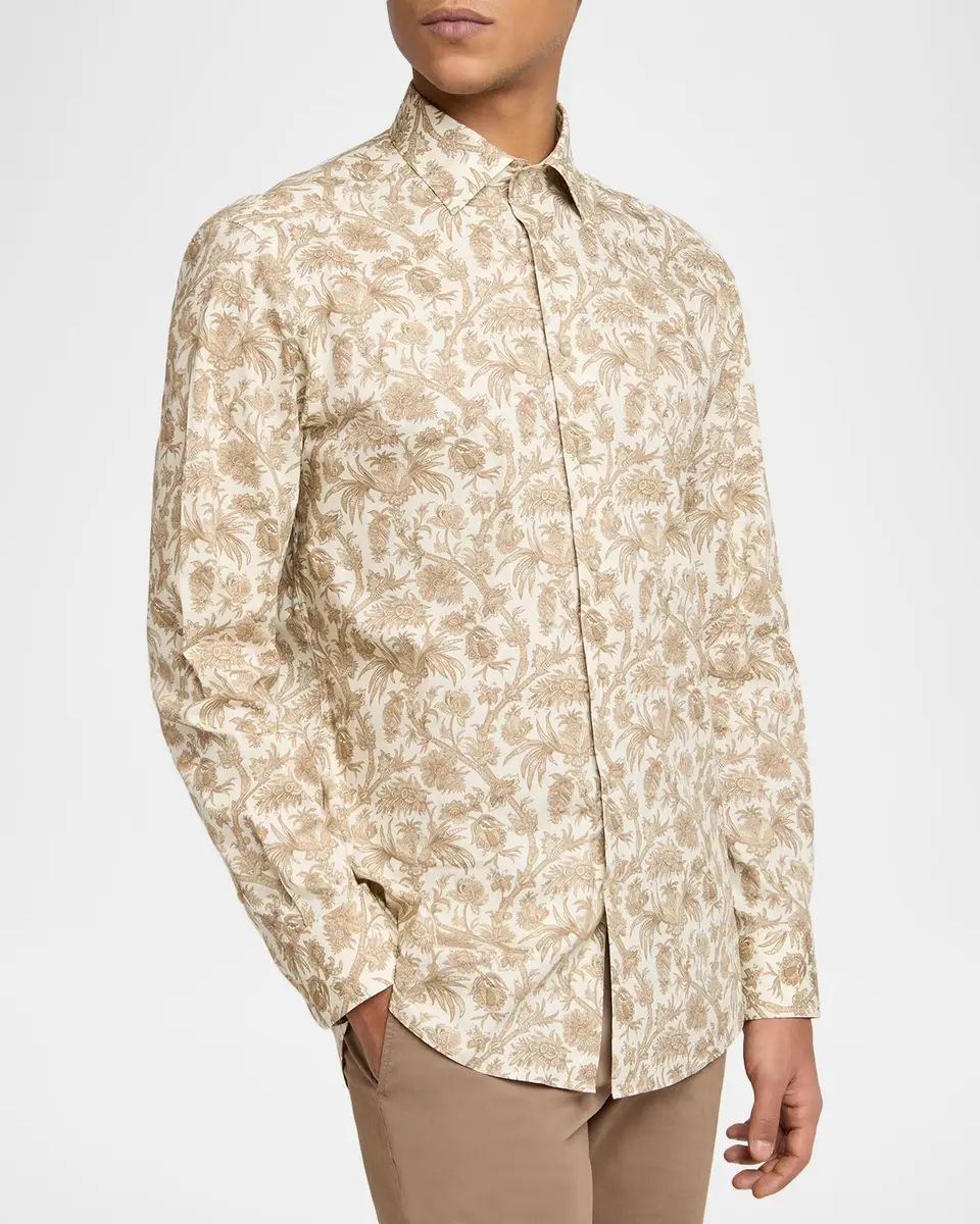 Etro Men's Cotton-Stretch Paisley Sport Shirt | Thumbnail 4 Etro Men's Cotton-Stretch Paisley Sport Shirt | Thumbnail 4