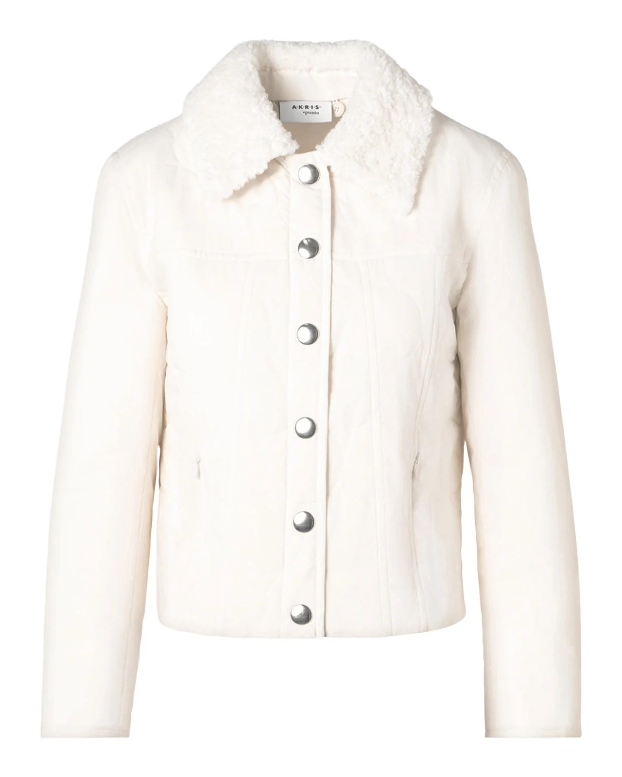 Faux-Fur Collar Dot Puffer Jacket