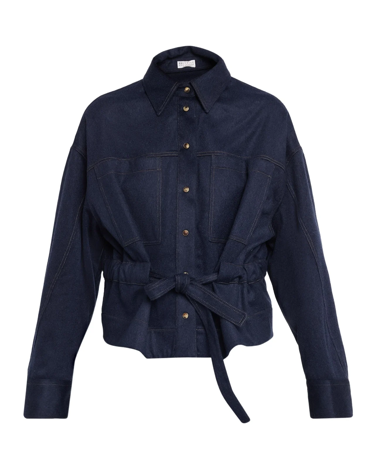Brunello Cucinelli Brushed Wool Belted Shirt Jacket