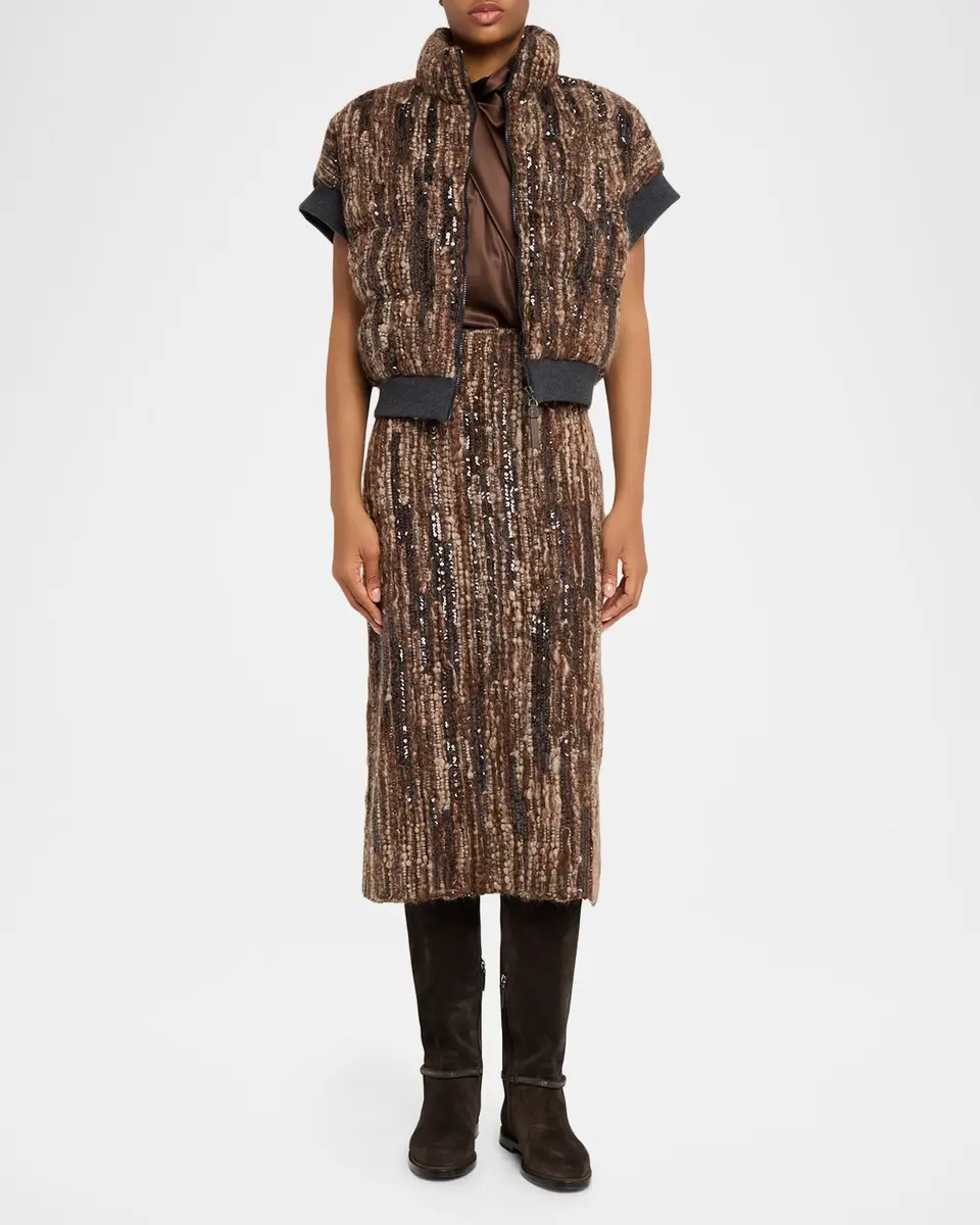 Brunello Cucinelli Sequined Boucle Midi Skirt | Thumbnail 2 Brunello Cucinelli Sequined Boucle Midi Skirt | Thumbnail 2