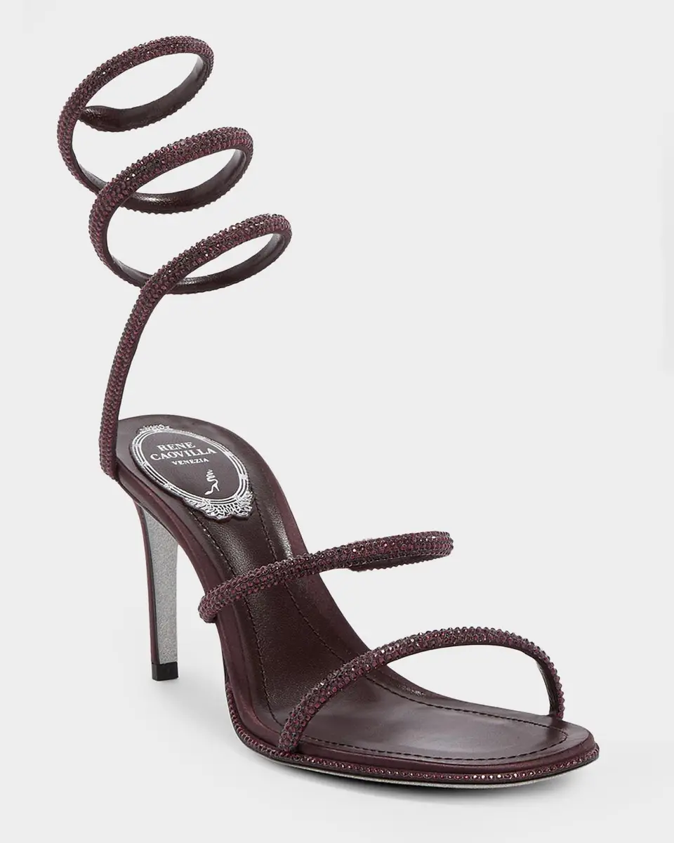 René Caovilla 105mm Cleo Embellished Satin Snake-Wrap Sandals | Thumbnail 6 René Caovilla 105mm Cleo Embellished Satin Snake-Wrap Sandals | Thumbnail 6