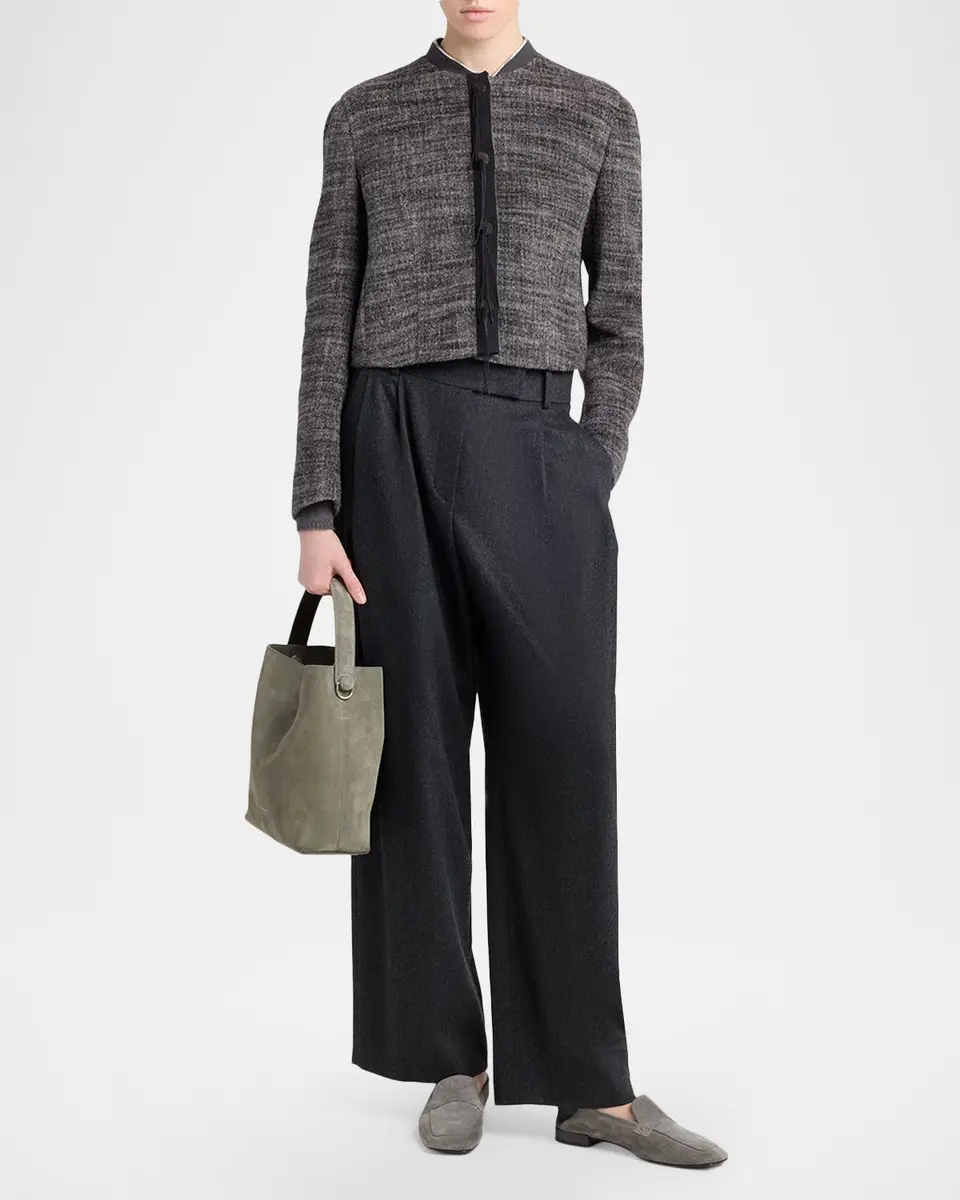 Giorgio Armani Textured Cropped Wool-Blend Jacket | Thumbnail 2