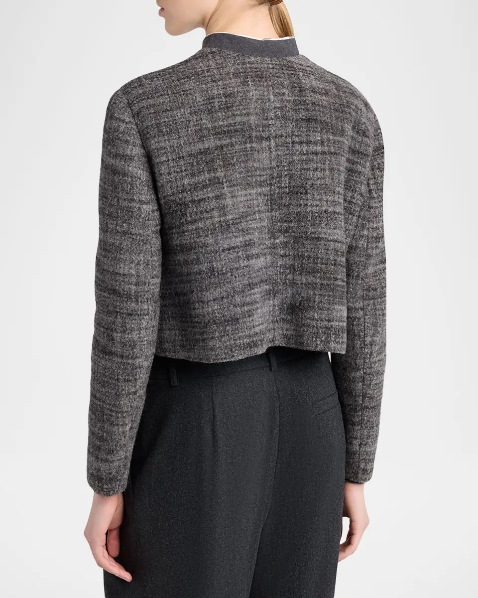 Giorgio Armani Textured Cropped Wool-Blend Jacket | Thumbnail 3