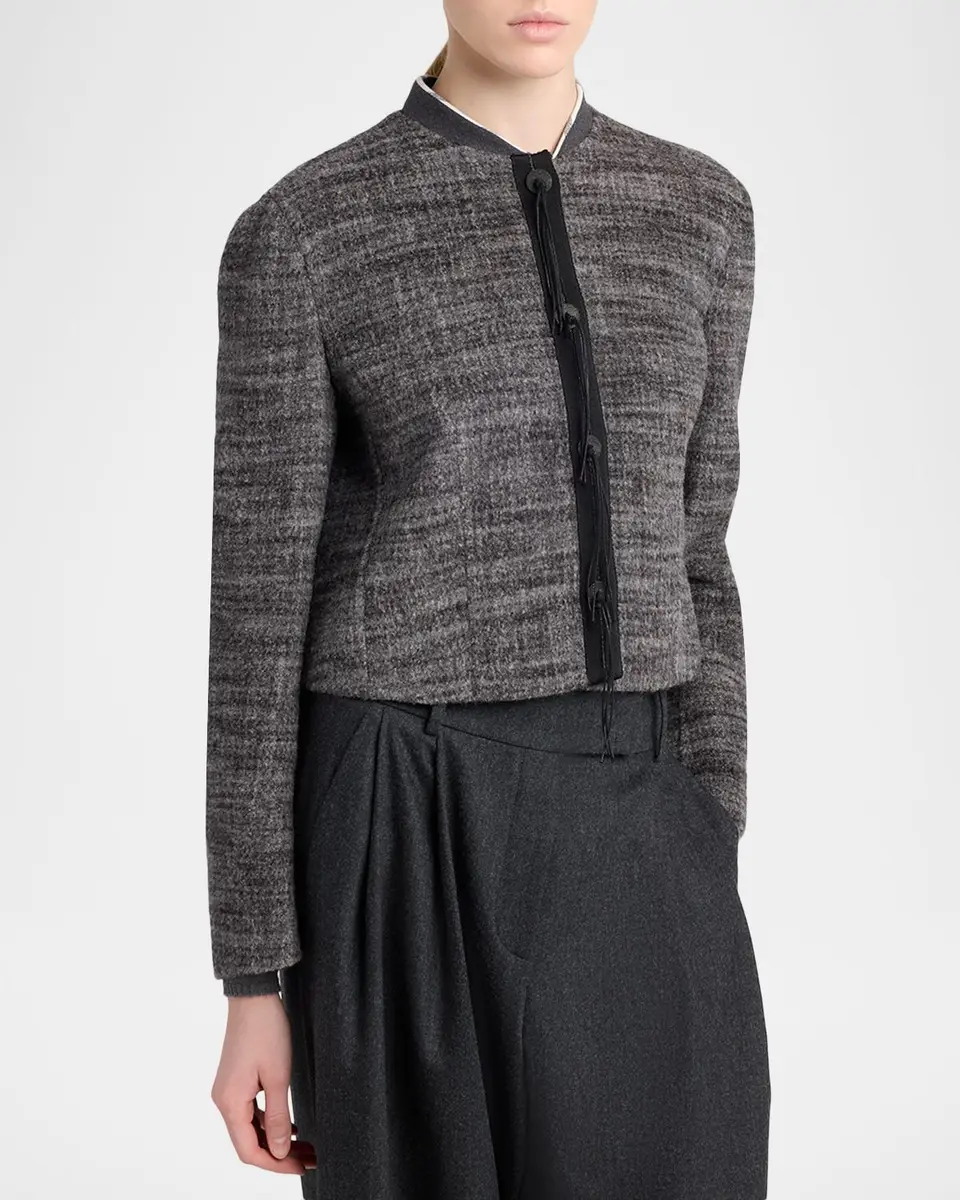 Giorgio Armani Textured Cropped Wool-Blend Jacket | Thumbnail 4