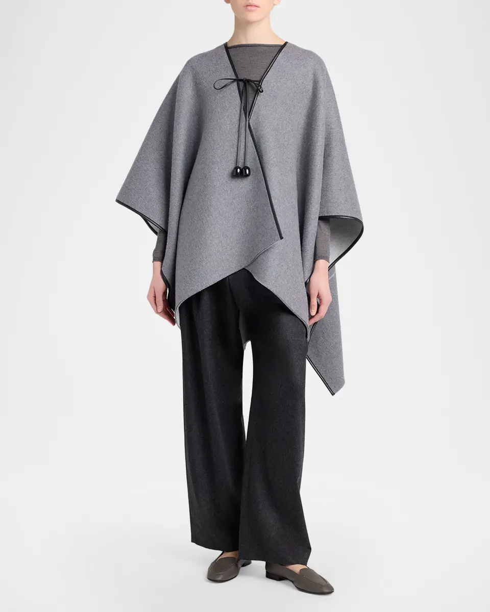Giorgio Armani Wool-Cashmere Front-Tie Poncho | Thumbnail 2