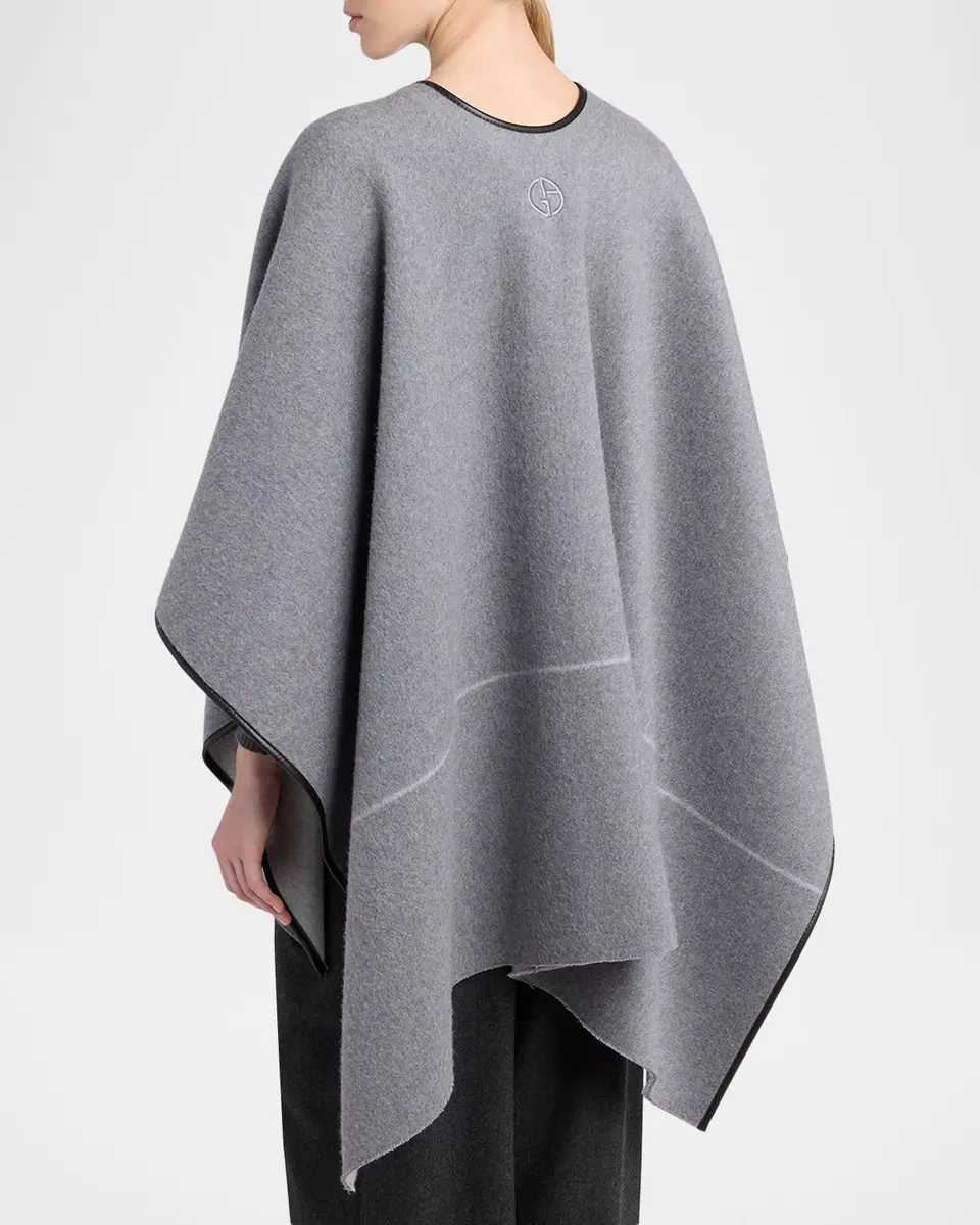 Giorgio Armani Wool-Cashmere Front-Tie Poncho | Thumbnail 3