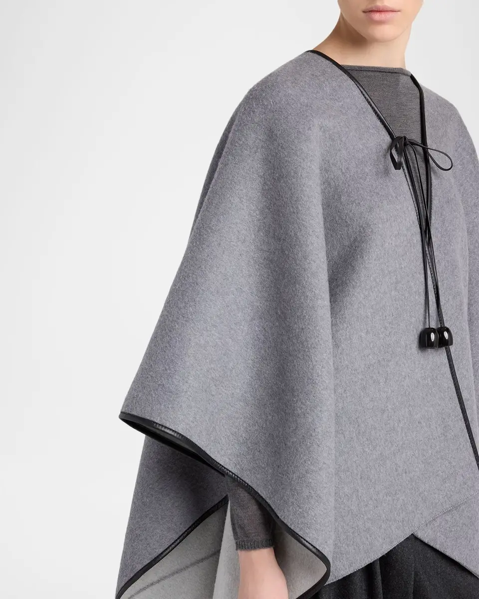 Giorgio Armani Wool-Cashmere Front-Tie Poncho | Thumbnail 5