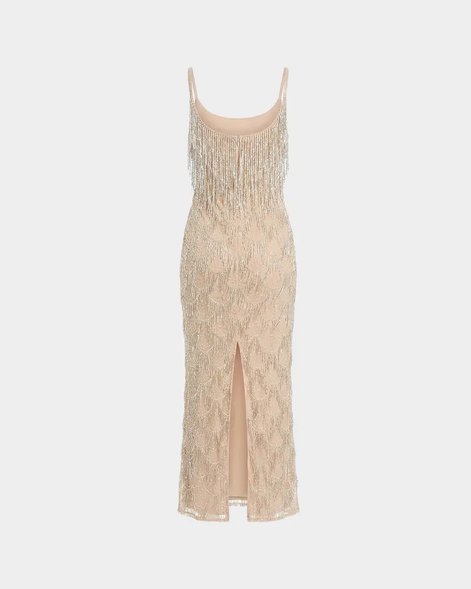 Mac Duggal Fringed Metallic Midi Dress | Thumbnail 5