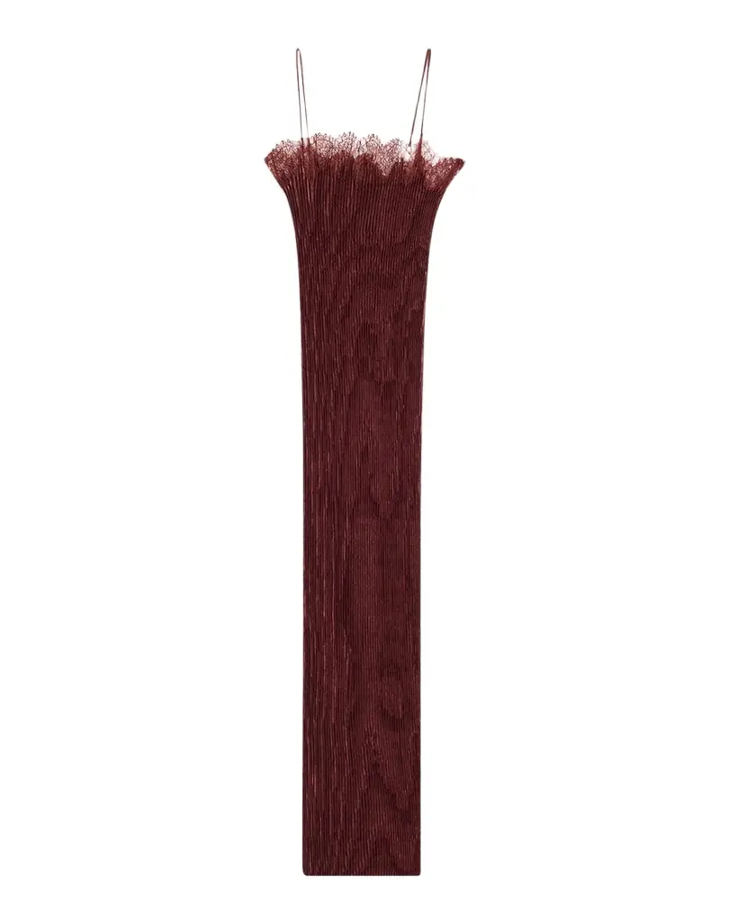 FFORME Lumie Lace-Trim Plisse Midi Slip Dress | Image 1 FFORME Lumie Lace-Trim Plisse Midi Slip Dress | Image 1