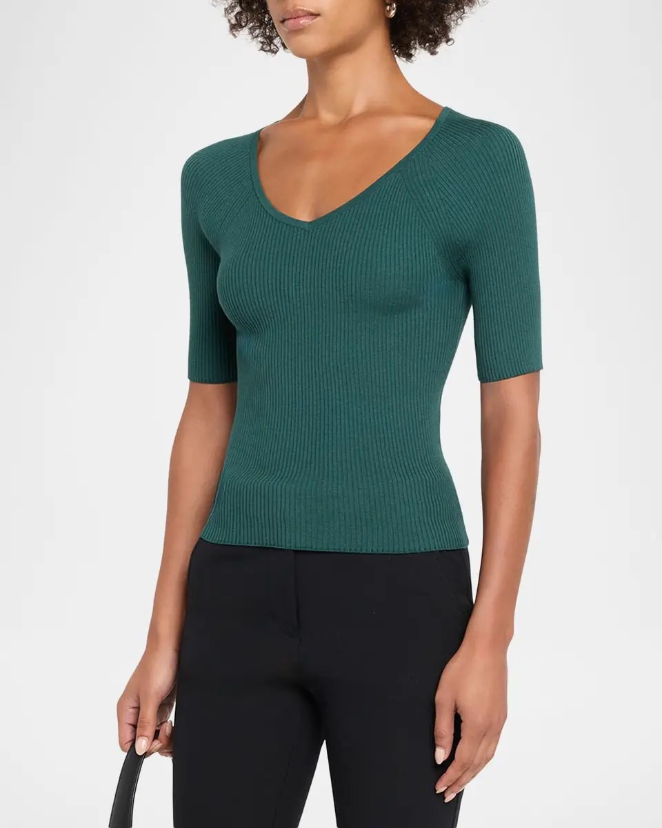 Weekend Max Mara V-Neck Rib Knit Top | Thumbnail 4 Weekend Max Mara V-Neck Rib Knit Top | Thumbnail 4