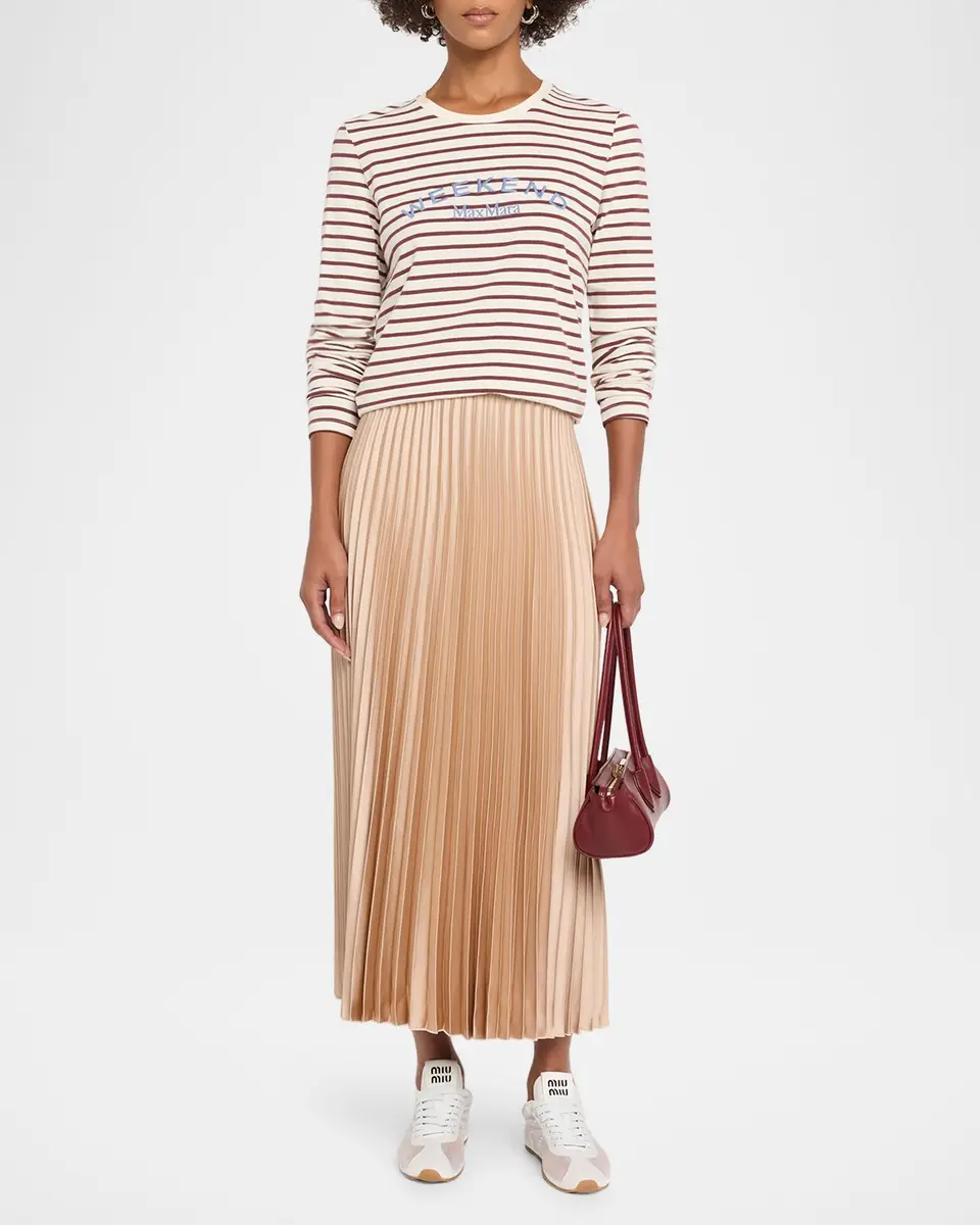 Weekend Max Mara Pleated Washed Satin Maxi Skirt | Thumbnail 2