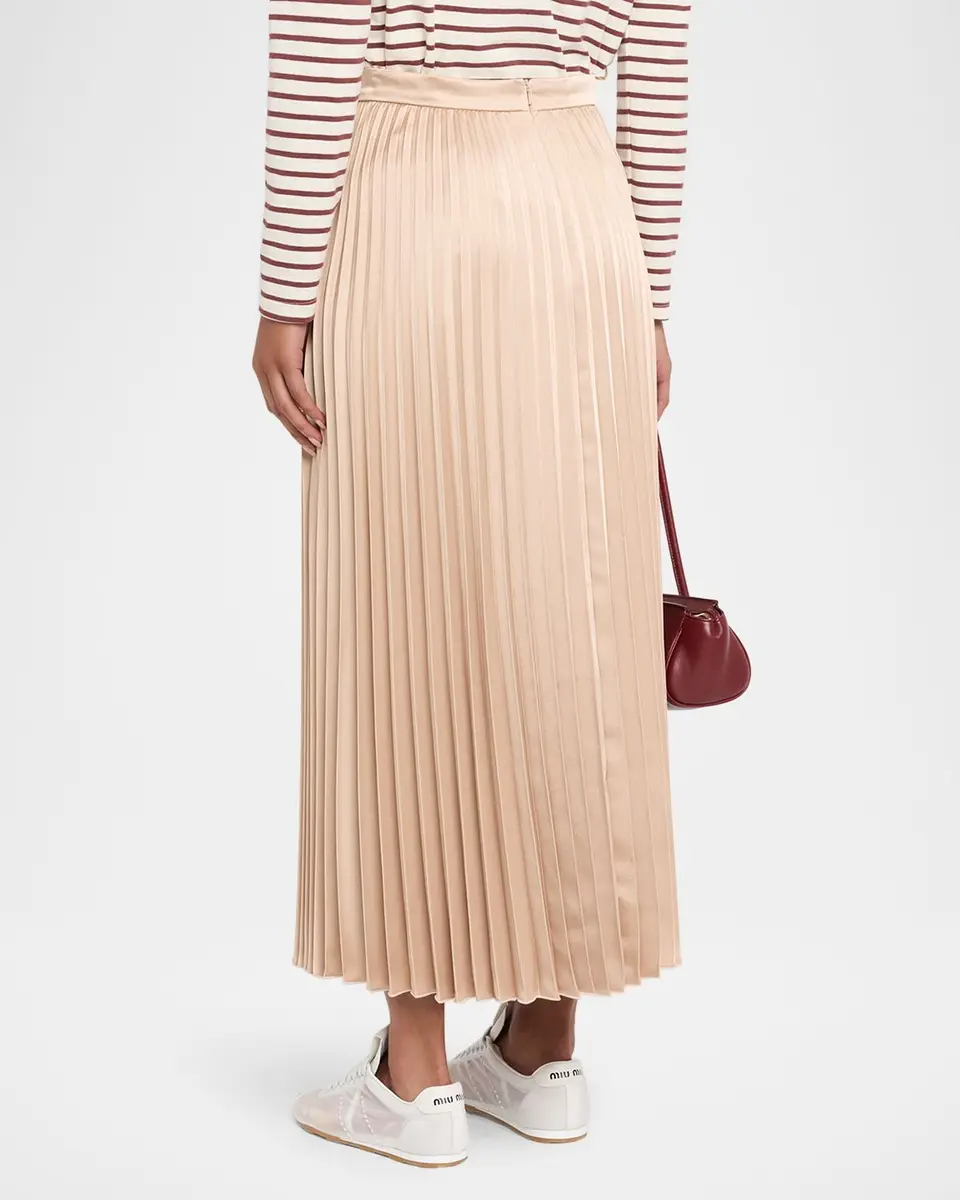 Weekend Max Mara Pleated Washed Satin Maxi Skirt | Thumbnail 3