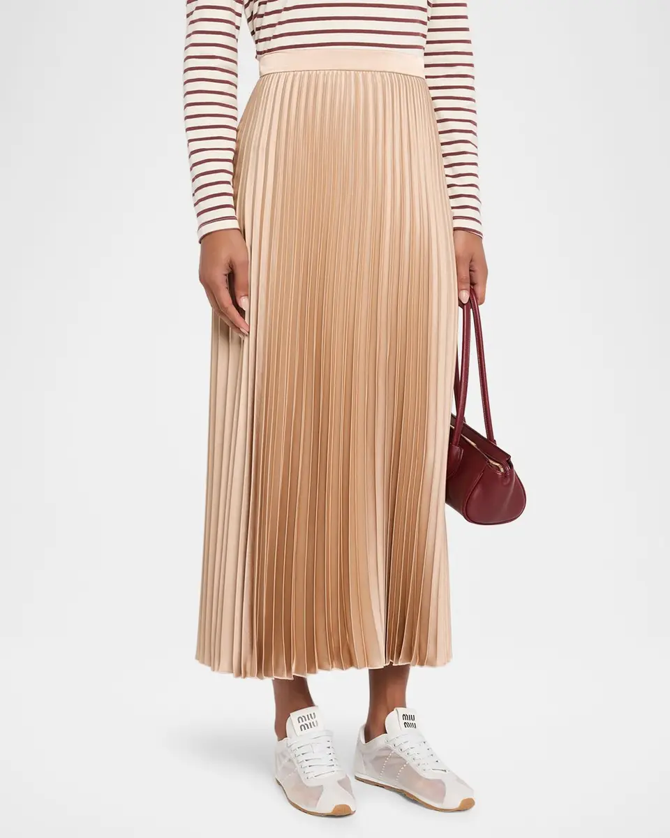 Weekend Max Mara Pleated Washed Satin Maxi Skirt | Thumbnail 4