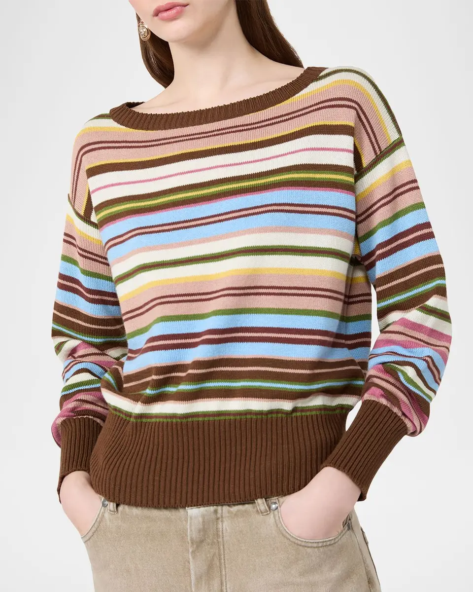 Weekend Max Mara Striped Crewneck Cotton Sweater | Thumbnail 4 Weekend Max Mara Striped Crewneck Cotton Sweater | Thumbnail 4