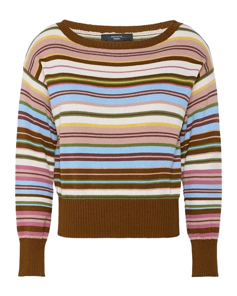 Weekend Max Mara Striped Crewneck Cotton Sweater | Image 1 Weekend Max Mara Striped Crewneck Cotton Sweater | Image 1