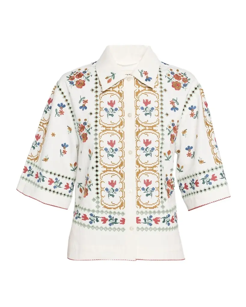 Weekend Max Mara Embroidered Eyelet Cotton Shirt | Image 1 Weekend Max Mara Embroidered Eyelet Cotton Shirt | Image 1