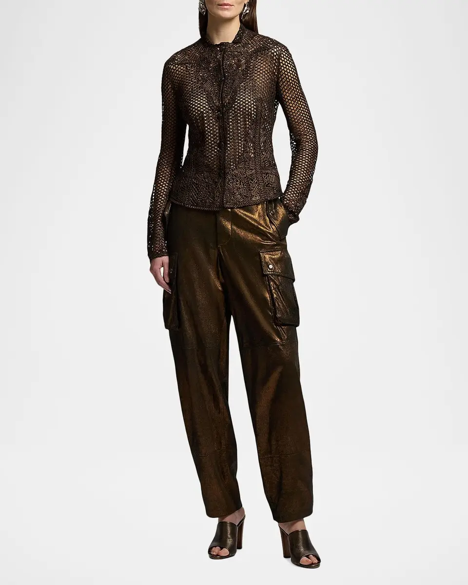 Ralph Lauren Collection Vaughn Metallic Lambskin Pants | Thumbnail 2