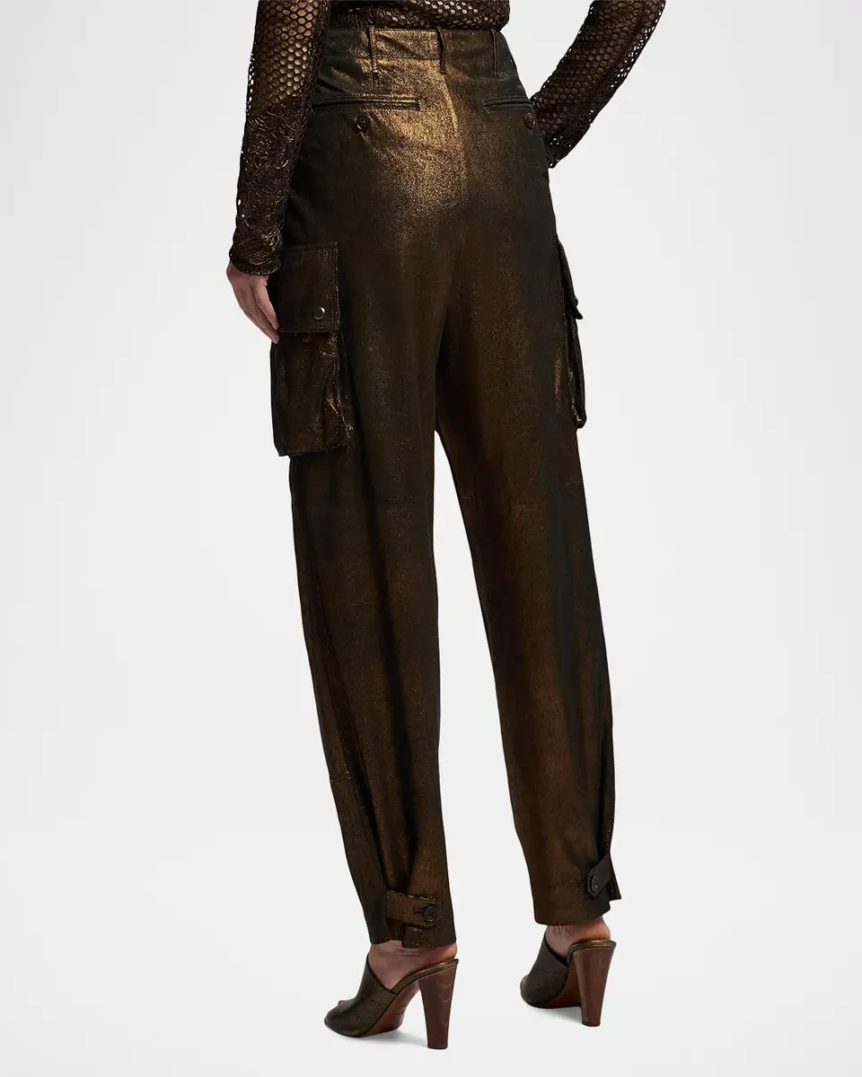 Ralph Lauren Collection Vaughn Metallic Lambskin Pants | Thumbnail 3