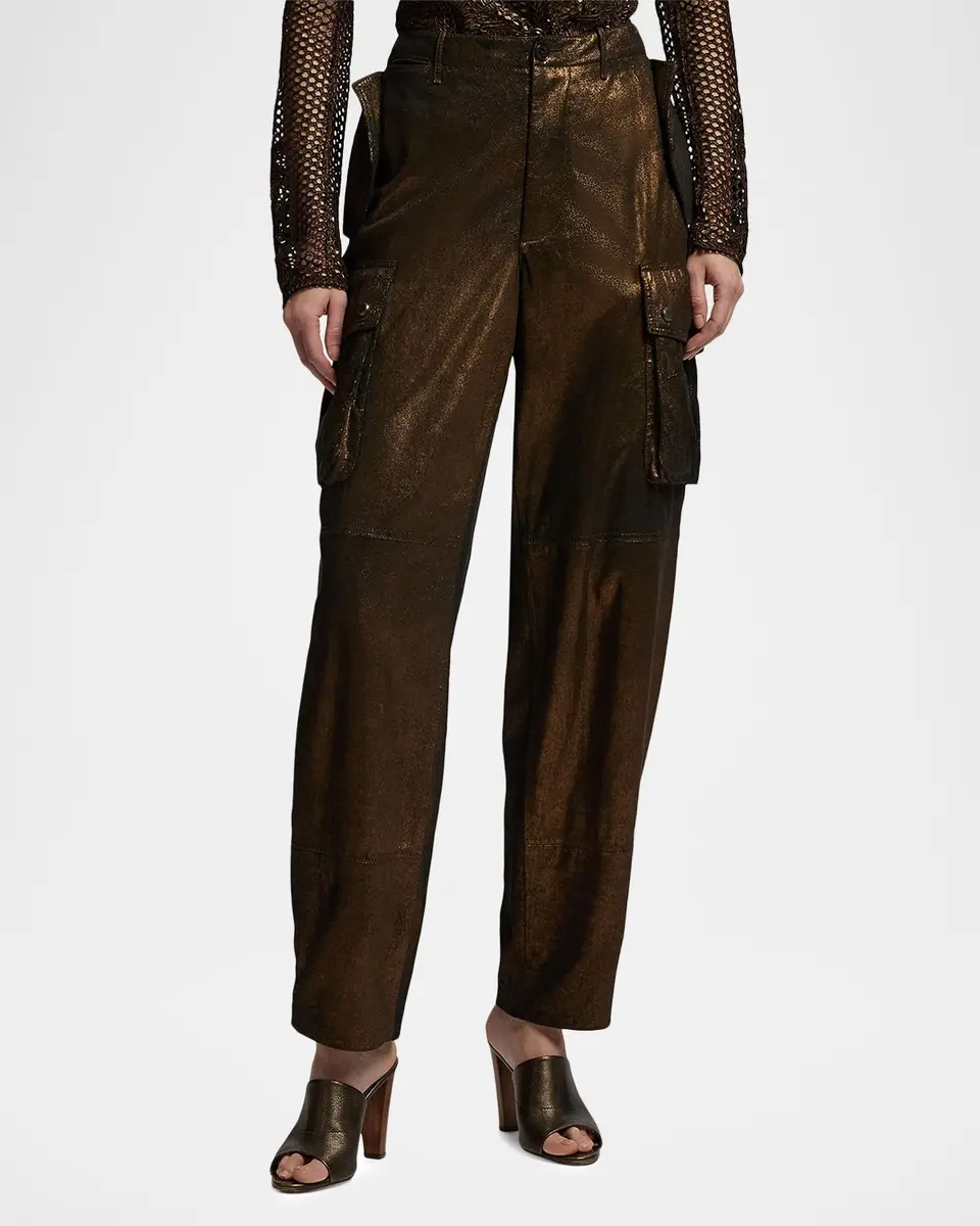 Ralph Lauren Collection Vaughn Metallic Lambskin Pants | Thumbnail 4