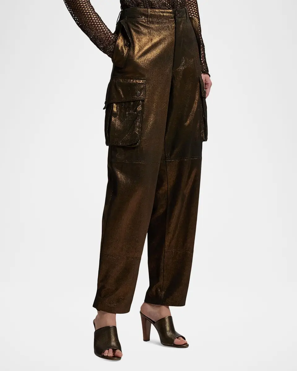 Ralph Lauren Collection Vaughn Metallic Lambskin Pants | Thumbnail 6