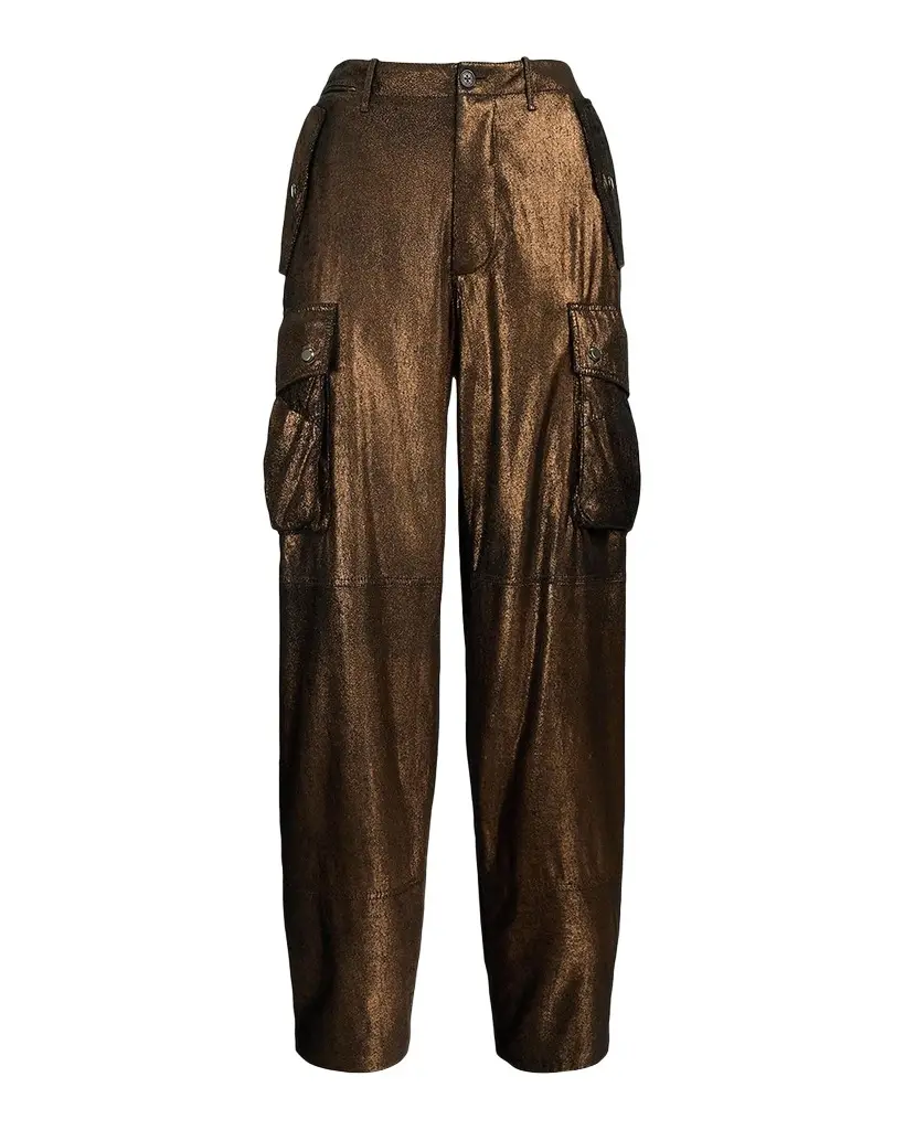 Ralph Lauren Collection Metallic Suede Straight-Leg Cargo Pants | Image 1 Ralph Lauren Collection Metallic Suede Straight-Leg Cargo Pants | Image 1
